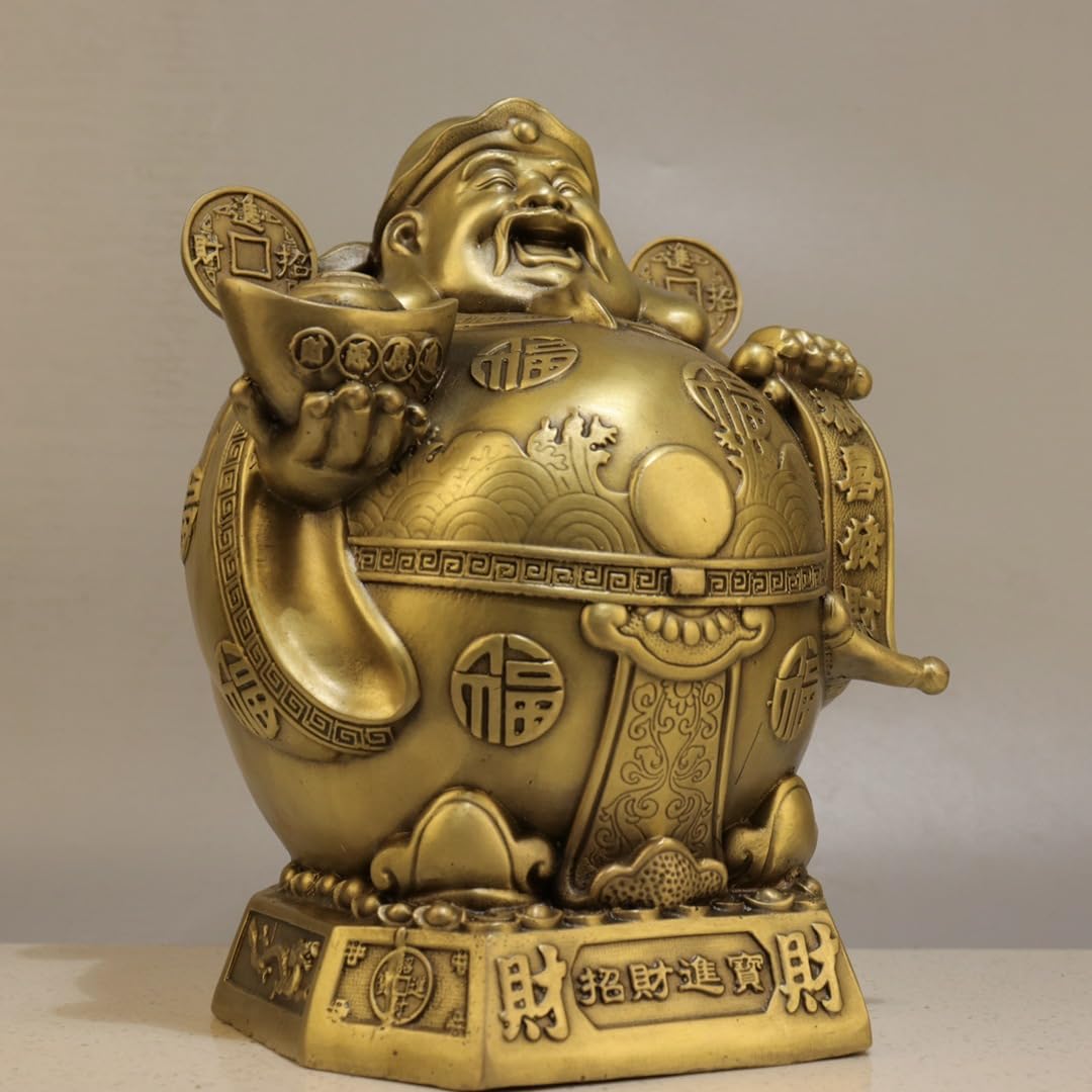 Posąg Buddy do wnętrz Statuetki kultu Mosiądz Bóg bogactwa Ozdoby Dom Biuro Sklep Rzeźba Buddy Feng Shui Dekoracja Medytująca Statua Buddy Figurka Rzeźba (S)