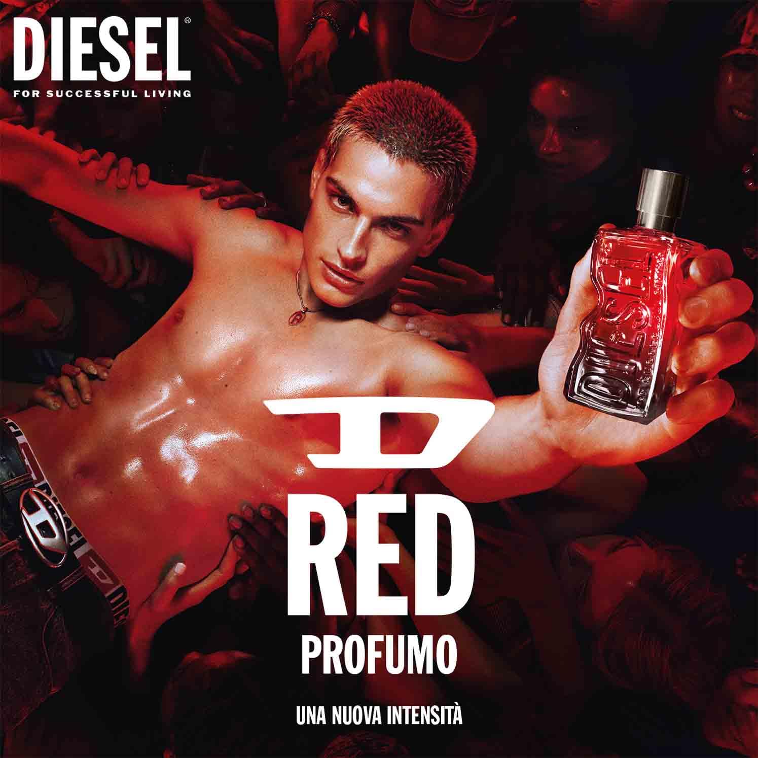 Diesel D Red Le Parfum Uomo, Profumo Uomo Intenso e Speziato, Fragranza Fruttata e Cuoiata, Note di Pompelmo Rosso, Zafferano e Cuoio, A Lunga Durata, Profumo di Lusso per Uomo