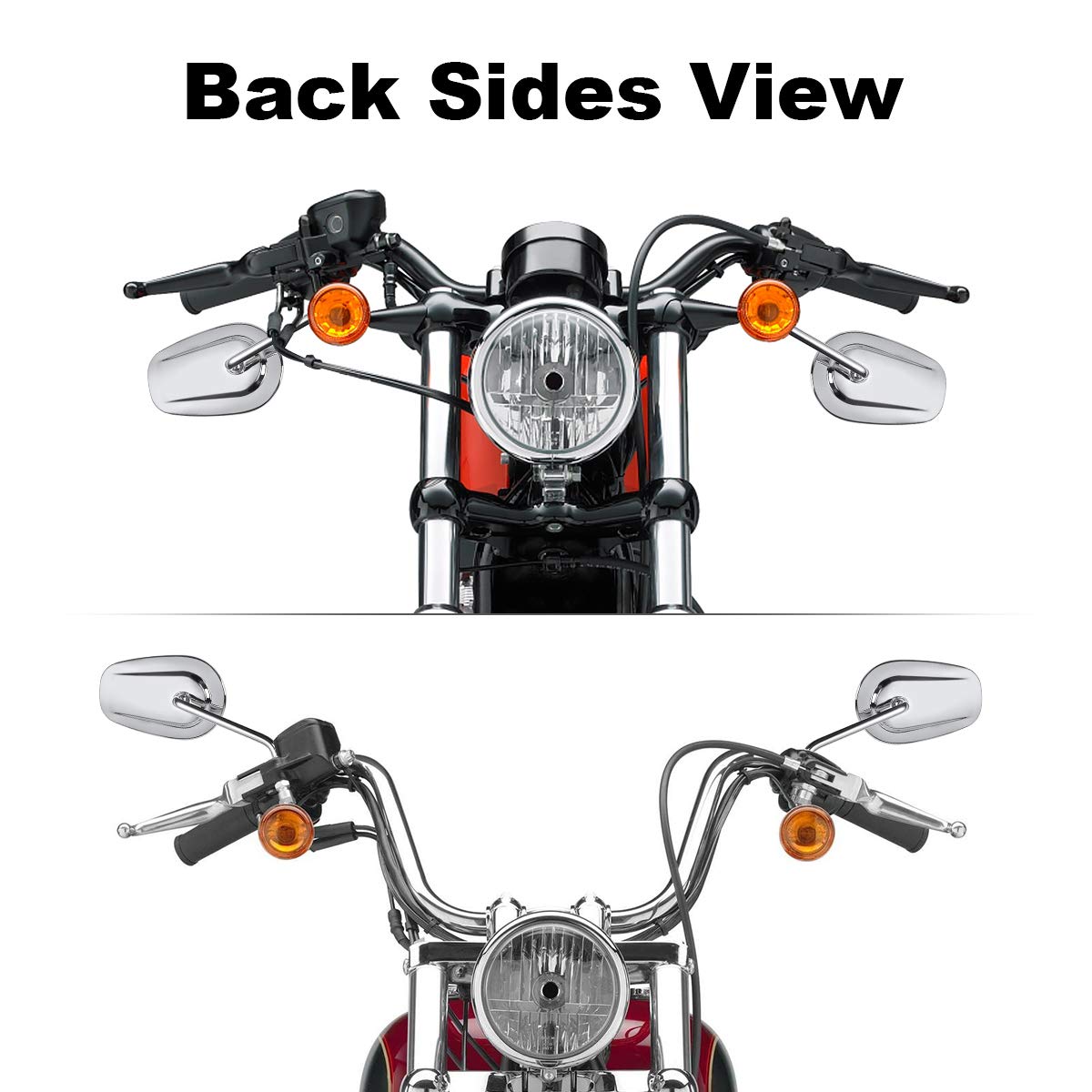 Lusterko wsteczne motocyklowe 8 mm, odpowiednie do Harley Dyna Softail Touring Sportster 1982-2021 (chrom)