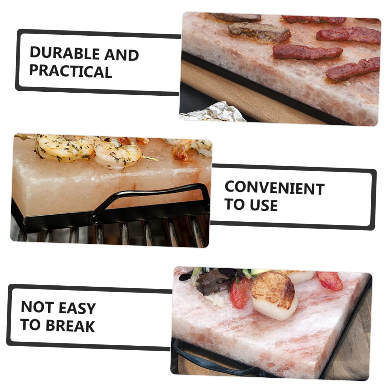 LIOOBO Salt Shelf Enamel Trays Grilling Stone Holder Stainless Steel Salt Block Holder Plate BBQ for Men Cooking Stones for Steak Salt Slab Block Tray Barbecue Rack Spray Enamel