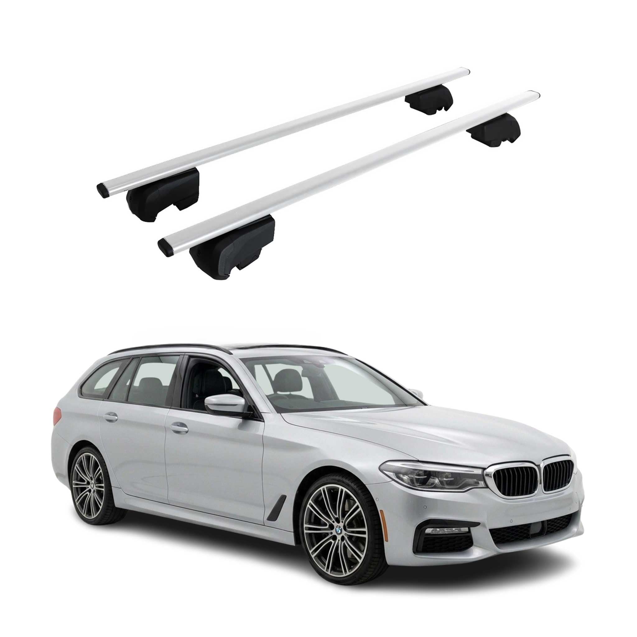 OMAC Dachträger für BMW 5er G31 Touring 2017-2023 Stahl 2 Stangen Silber