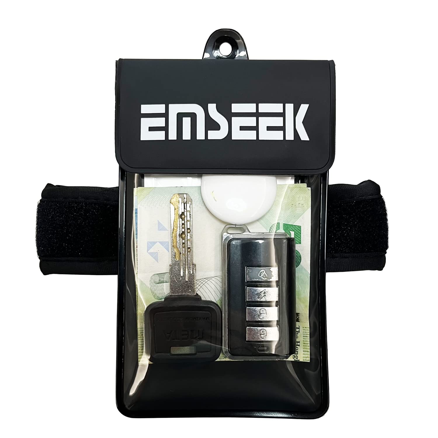 EMSEEK Armband Waterproof wallet Floating Surf Car Key Fob Case Beach dry bag ankle Waterproof Pouch Holder For GPS Key Money Credit Vaccine Card Driver License ID Badge (Black)