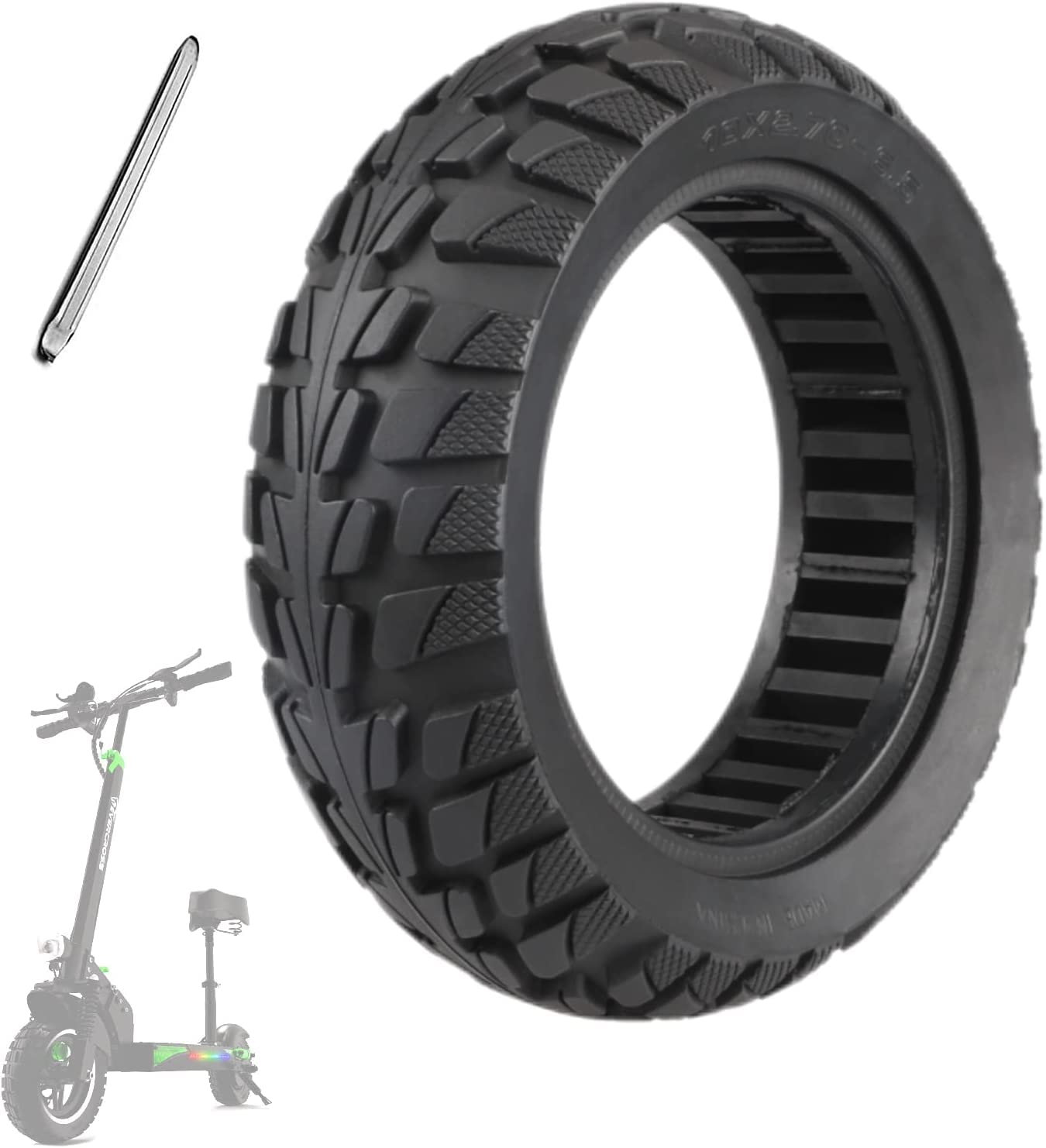Sekepingo 10 Inch Solid Tire 10x2.7 Tire for Hover-1 Alpha JOYOR S Hiboy Titan PRO Scooter 70/65-6.5 Tubeless Puncture-Proof Tire, Explosion-Proof Solid Tires, Shockproof Super-Grip Design
