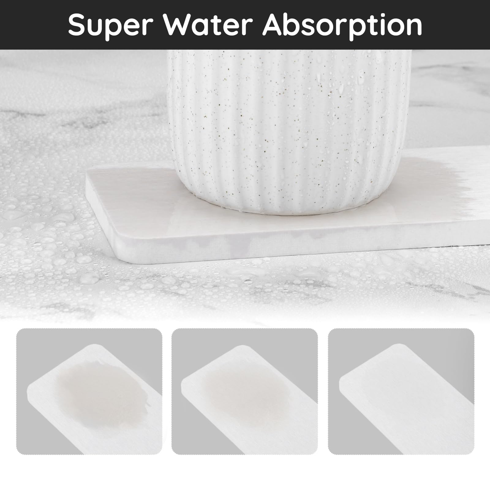 Segbeauty Antiscivolo Sottobicchieri Assorbendo Acqua, 4 Pezzi Vassoio Diatomite Asciugatura Istantanea, Organizer per Lavello Ad Asciugatura Istantanea, Ad Asciugatura Rapida (Bianco)