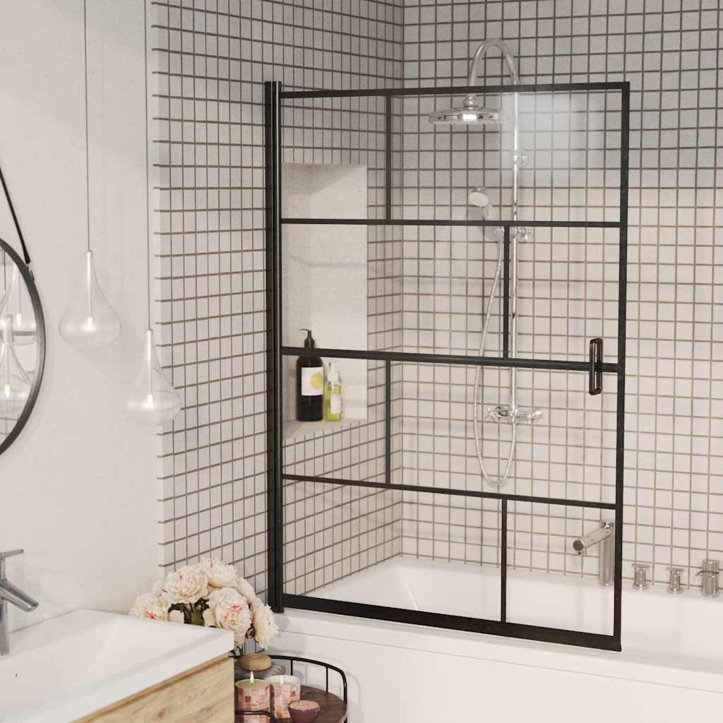 Cabina de ducha ESG 100 x 140 cm negro con perfil de aluminio, cristal de seguridad de 4 mm, mampara de ducha para baño, incluye mango y material de montaje, protección contra salpicaduras