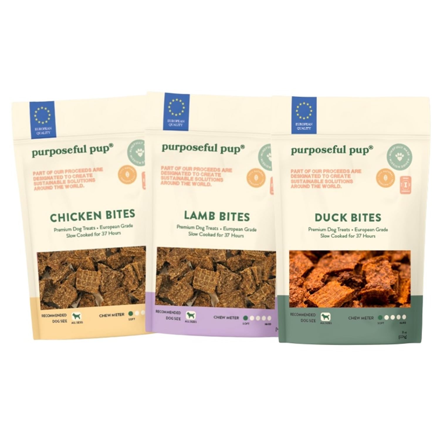 Trio Sampler Dog Treats | 3 Pack – 5oz Each | All Natural, Single Ingredient, Grain-Free, High-Protein Chews for Dogs | Premium European Quality | Air-Dried, Healthy Training Reward