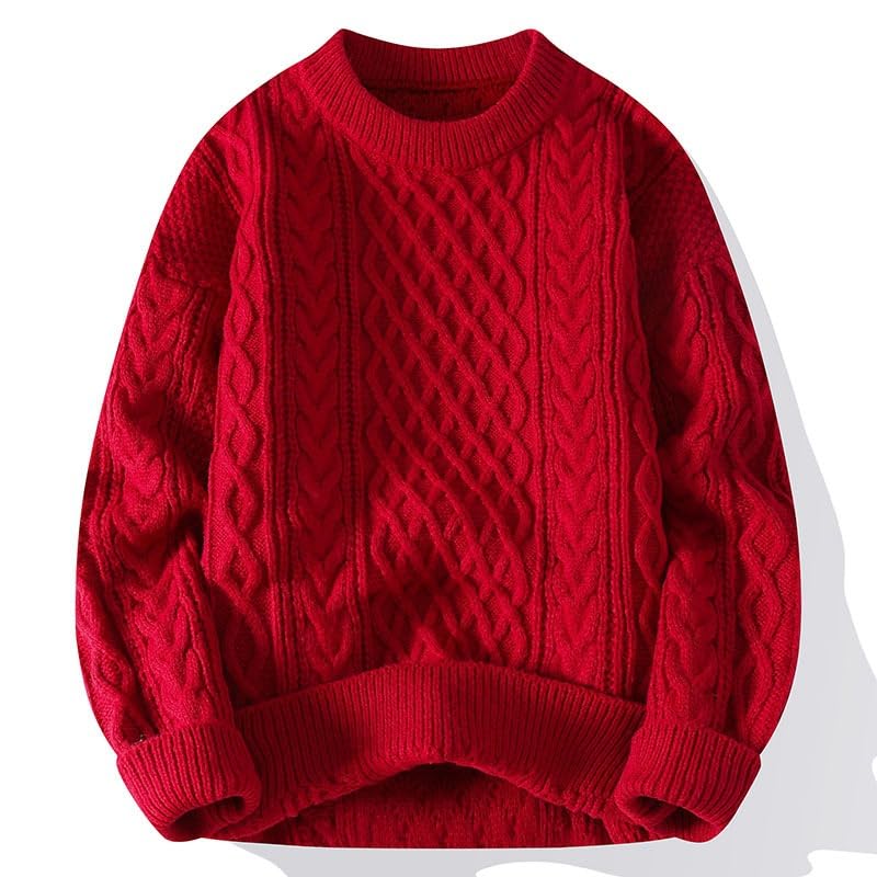 Men's Round Neck Loose Knitted Sweaters for Autumn and Winter Long Sleeve Undershirt4