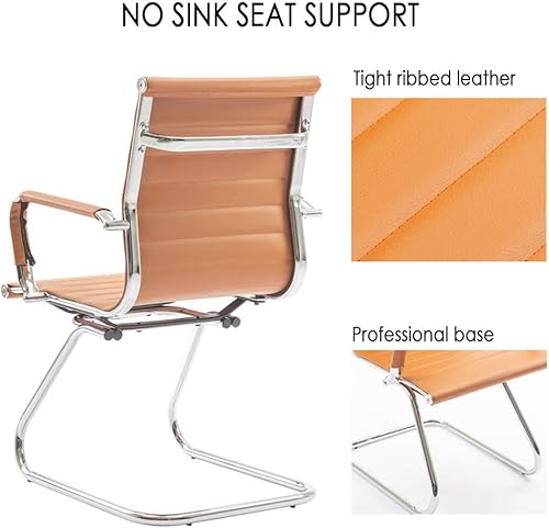 Miniatura 6 de Sillas de recepción sin ruedas, sillas de conferencias de cuero, soporte para la espalda, silla de invitados de oficina resistente, juego de 2