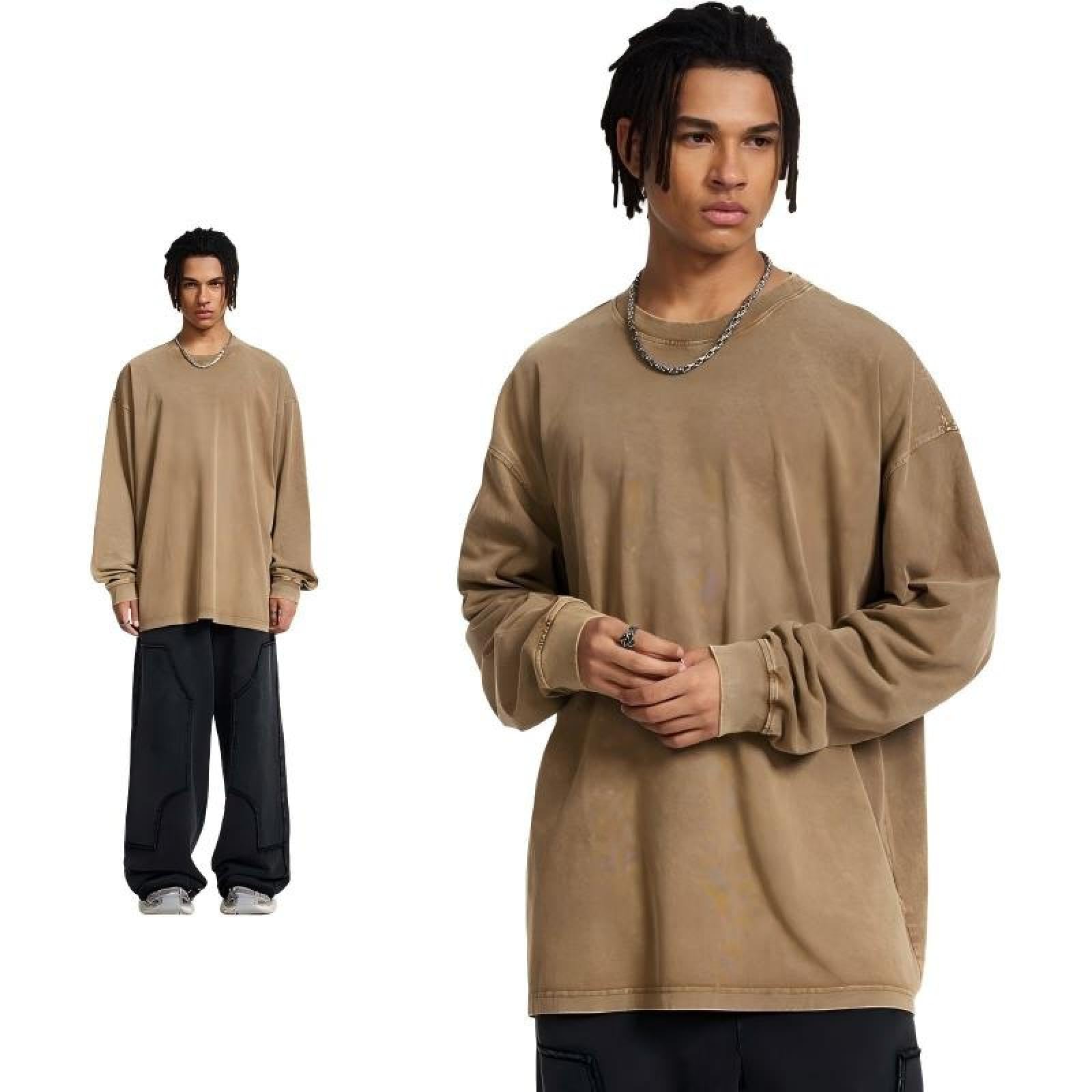 Otoño Versátil Streetwear Marca Patchwork Dos En Uno Camisa Base Suelta De Manga Larga, Top Casual De Manga Larga para Hombres Y Mujeres