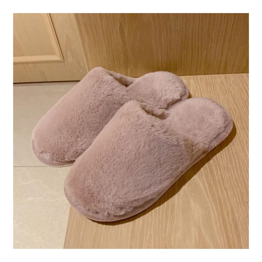 QUNINE Zapatillas de Invierno de poliéster para Mujer, Zapatos Suaves y cálidos para el hogar, Zapatillas de casa peludas Antideslizantes para Dormitorio Interior de niña (Rosa 36/37 EU)