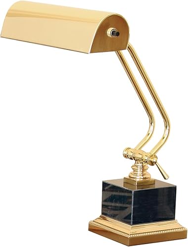 House of Troy P10-101-B Lámpara portátil de escritoriopiano con mármol negro, 12 pulgadas, latón pulido