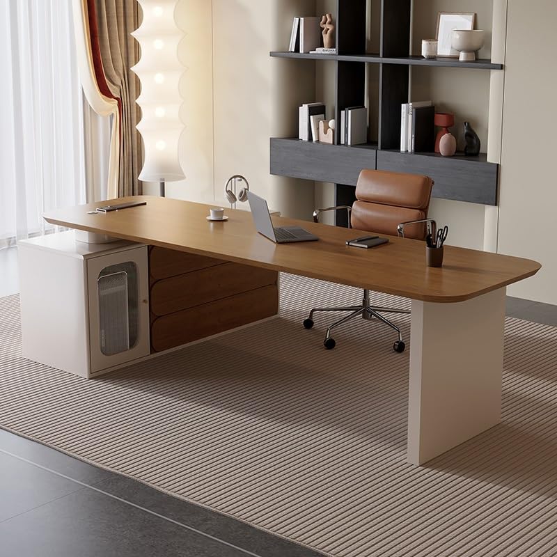 Scrivania angolare in legno massello, scrivania moderna per consultazioni per casa o lavoro, postazione di lavoro multifunzionale per l'installazione di casa e ufficio