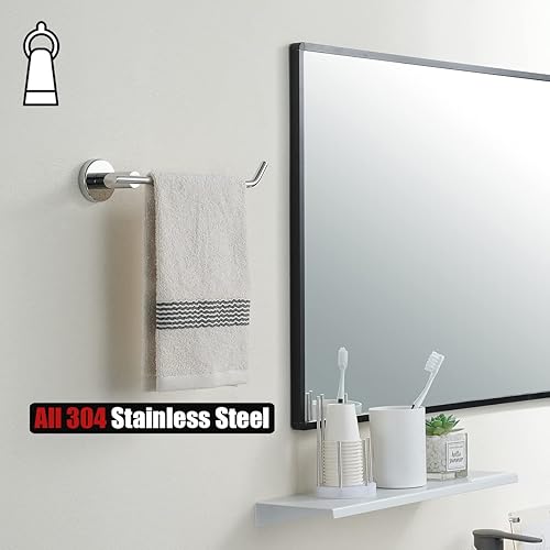 Miniatura 9 de JQK BAS105-CH - Juego de toallas de baño, juego de 5 piezas de accesorios de baño de cromo pulido, incluye barra de toalla de 24 pulgadas, barra HT