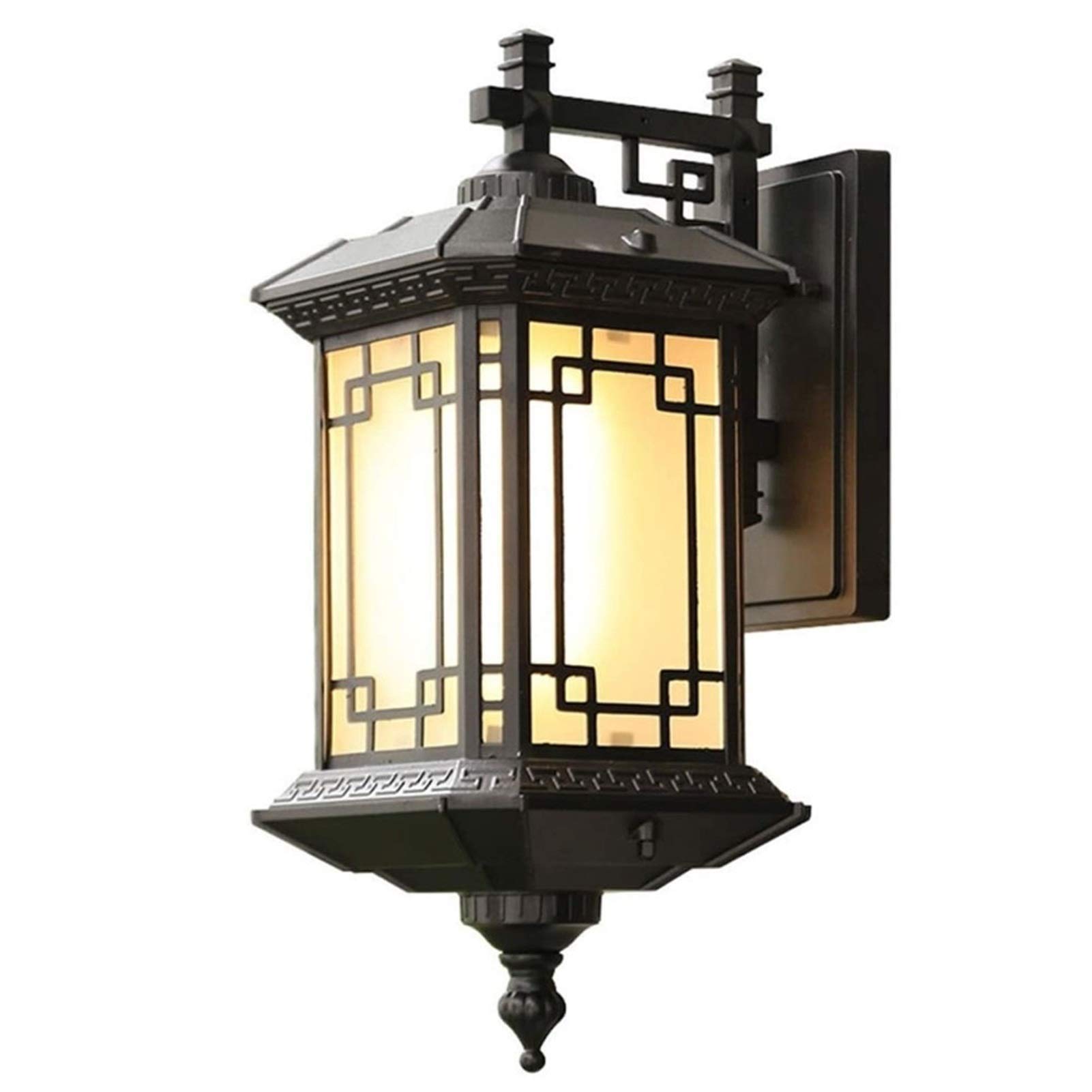 Retro Black Metal Wall Scone IP65 Wodoodporne szkło matowe Zewnętrzne gniazdo E27 Socket for Garden Courtyard Balcony Indoor Staircase Ambient Illuminacja