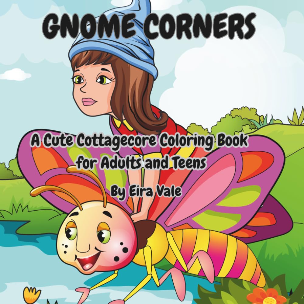 Gnome Corners: A Cute Cottagecore Coloring Book for Adults and Teens