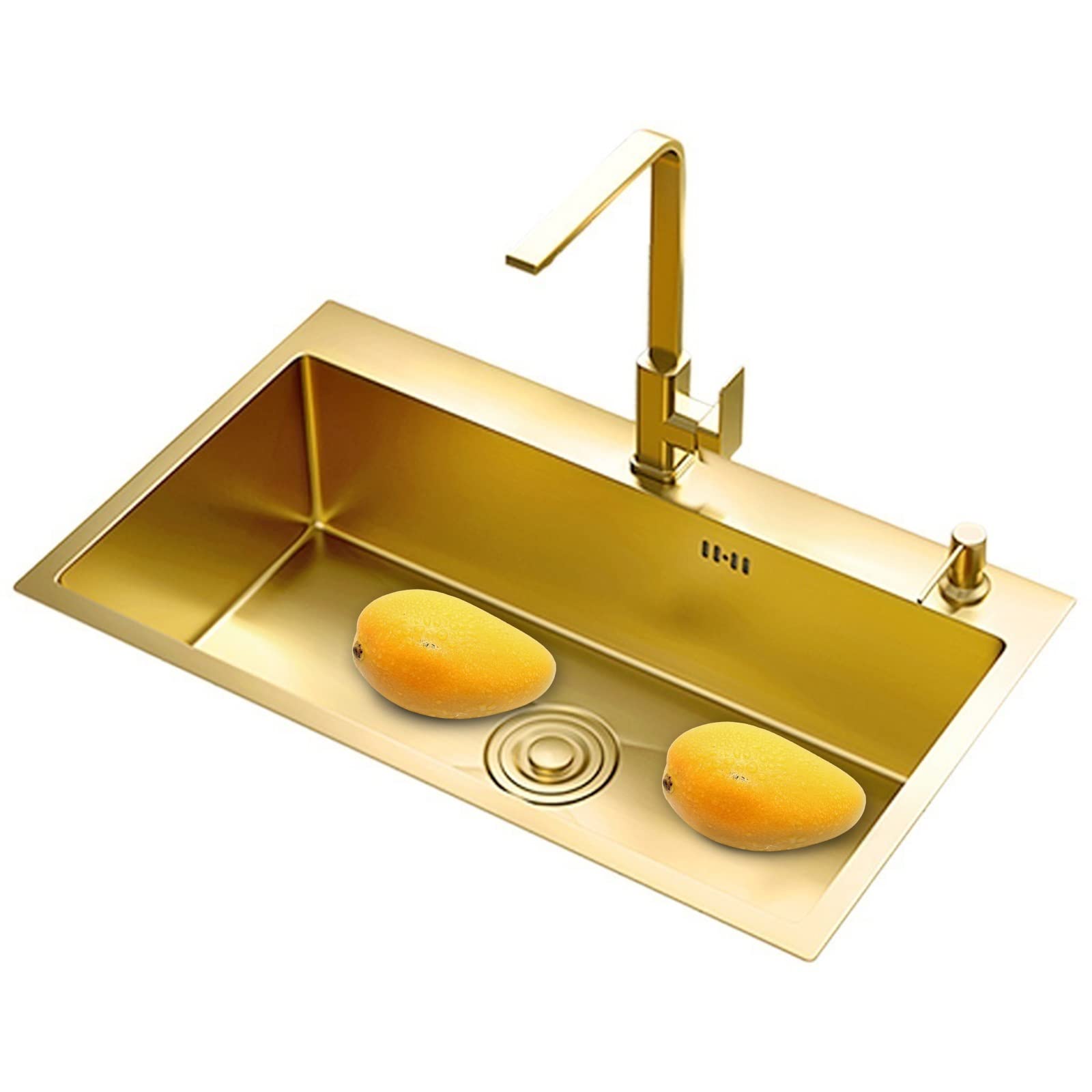 Sddpulse Gold Kitchen Sink 304 Stainless Steel Sink Household Sink Bar Single Bowl Sink Kitchen Accessories With Accessories,-75 * 45Cm