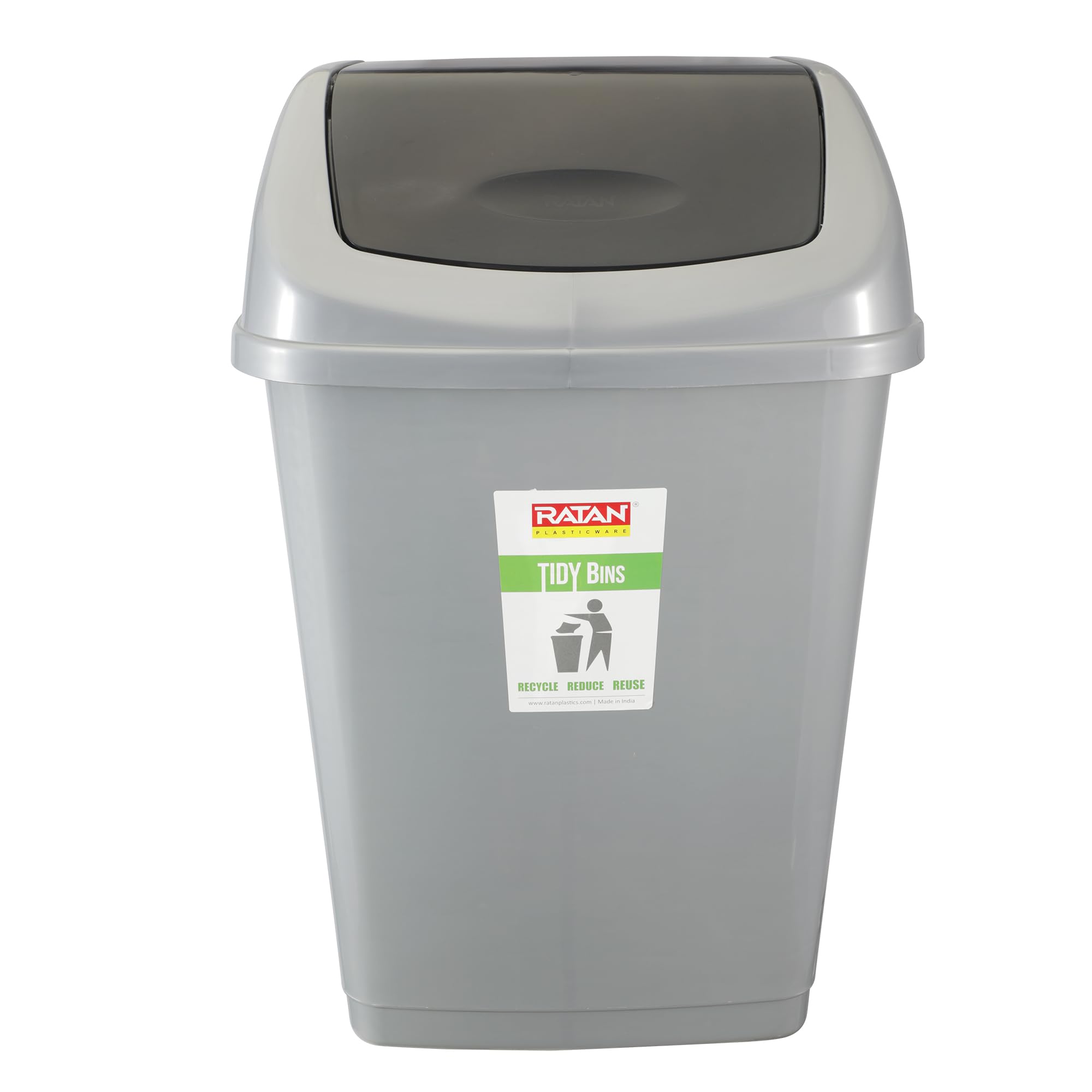RATAN PLASTICWARE Tidy Bin with Swing Lid 50 Litres Plastic Dustbin, Trash Bin, Garbage Waste Bin For Home, Bathroom, Kitchen, Office, Bedroom Grey Color