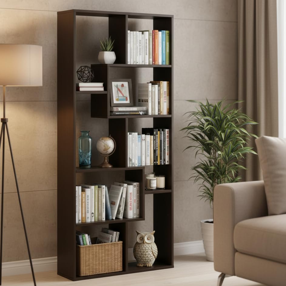 FURNEASER Bookshelf for Books, Multipurpose Bookcase Stand Rack for Home, Wooden Modern Book Display Shelf, File Storage Cabinet for Home,Study Room & Office (FR-BS-MD-W)-image-4