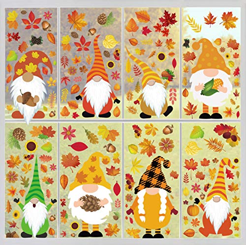 Joy Bang 162 Pcs Fall Window Clings - Thanksgiving Window Stickers Clings Decorations Gnomes Decals...