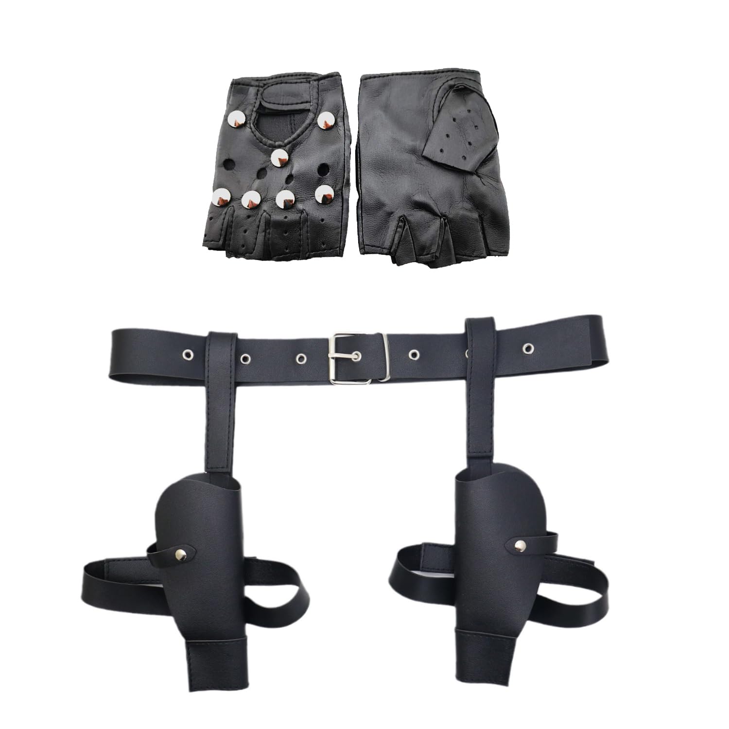 HAICN 2Pieces Halloween Thigh Holsters Costume Set Leather Drop Leg Holster Gloves Party Costume Dress-Up Accessories for Women Cosplay Performance