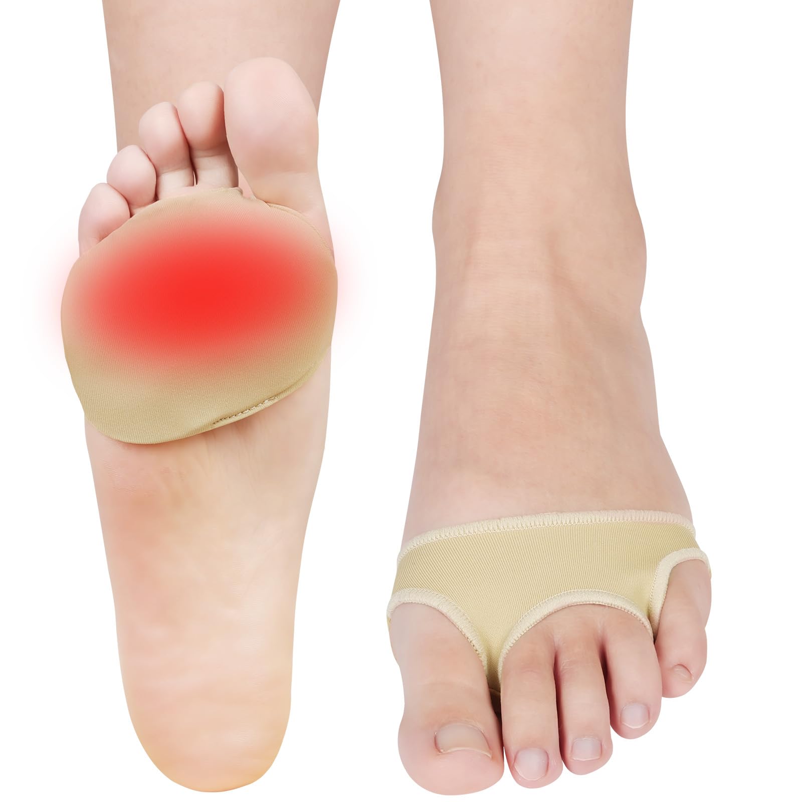 Cuscinetti Metatarsali Donna e Uomo, 2pcs Cuscinetto Metatarsale con Tessuto Lycra Traspirante Morbido, Imbottiture per Avampiede in Gel Silicone per Dolore da Metatarsalgia e Neuroma di Morton