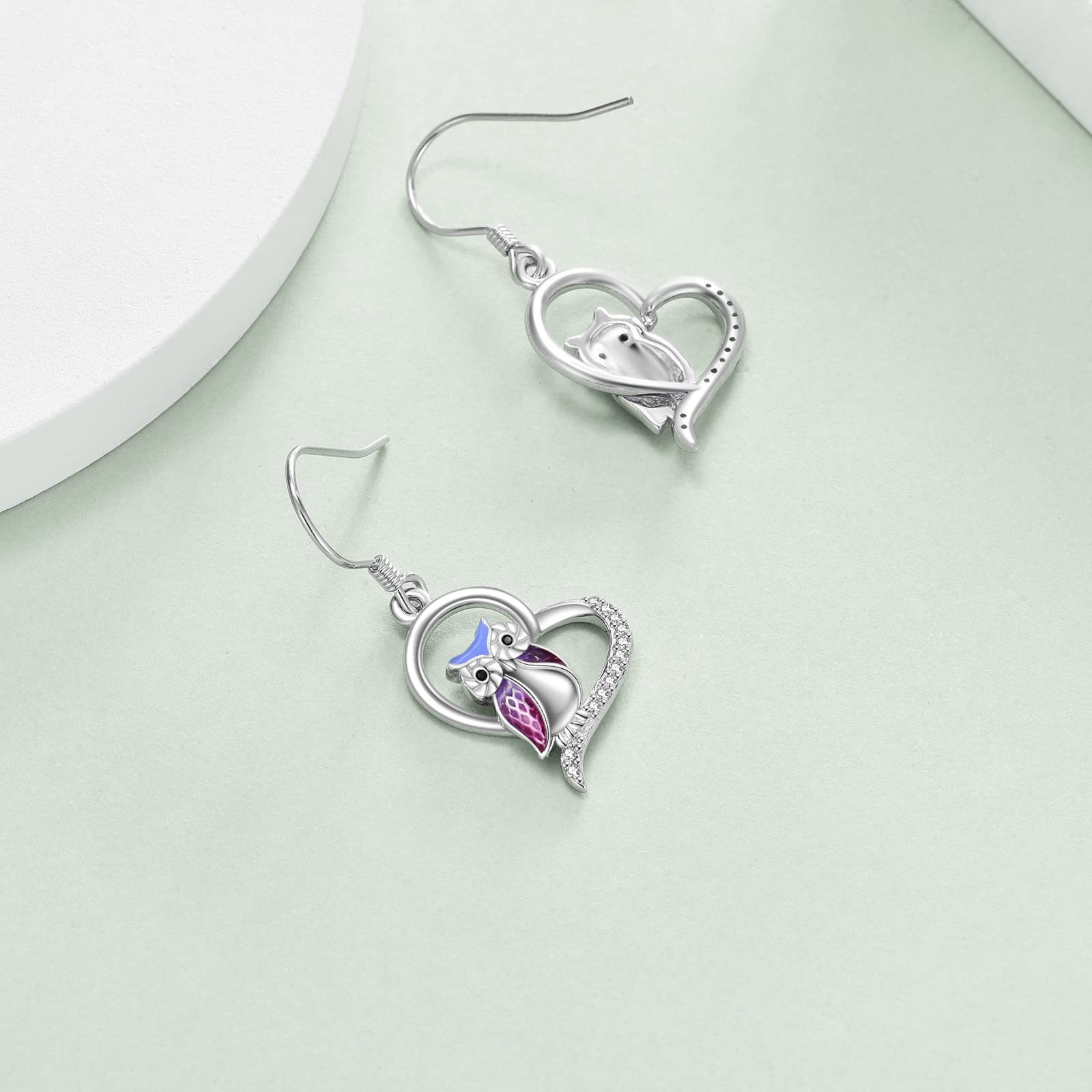 YFN Eulen-Ohrringe für Frauen Sterlingsilber-Eulen-Schmuck-Geschenk-Tropfen-Ohrringe für Frauen-Mädchen