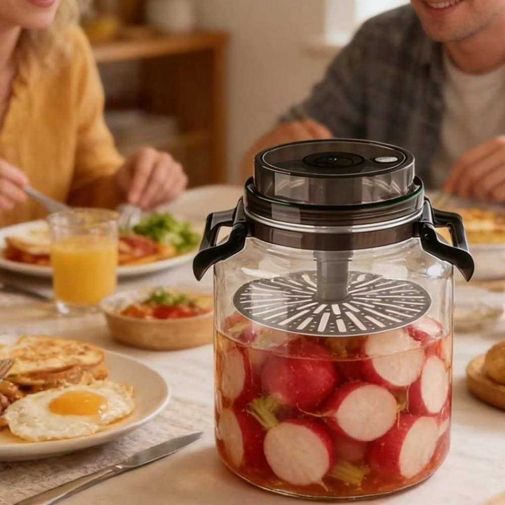 Tarros con asa | Tarro de fermentación para chucrut y verduras, recipiente de almacenamiento hermético para conservar la fermentación (14 x 8.66 pulgadas -B)