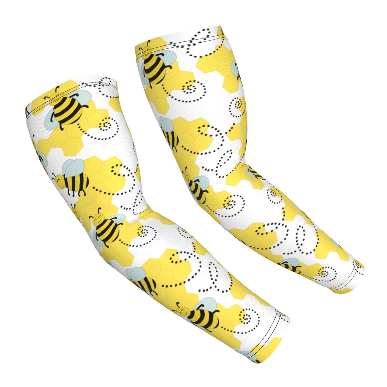Salelf Cheerful Bumble Bees Arm Sleeves Cooling UV Sun Protection Sports Compression Sleeves for Men Women Golf Basketball Arm Sleeves