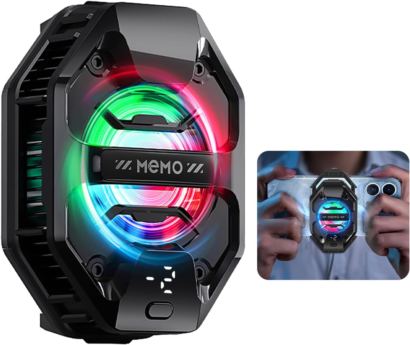 Phone Cooler for Gaming, 27W iPhone Cooling Fan with RGB LED Semiconductor Heatsink Cooling Case Enfriador para Celular, for iPhone/Android Phone Gaming, Live Streaming, AI Smartphone Temperature