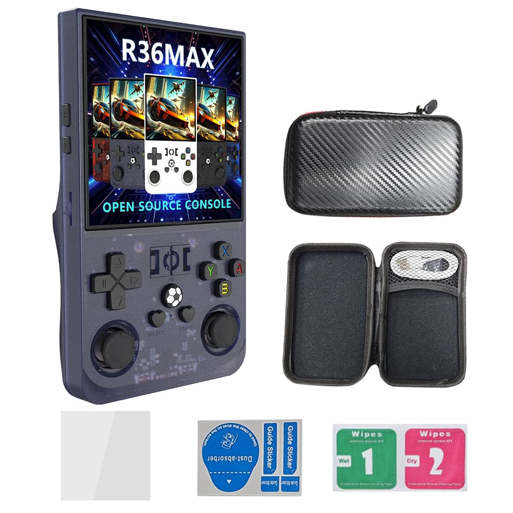 LYEAA R36MAX Console di gioco portatile retrò, console retrò da 4,0 pollici, giochi retrò in 1 console di gioco con sistema Linux open source, console di gioco portatile a batteria da 4000Ma