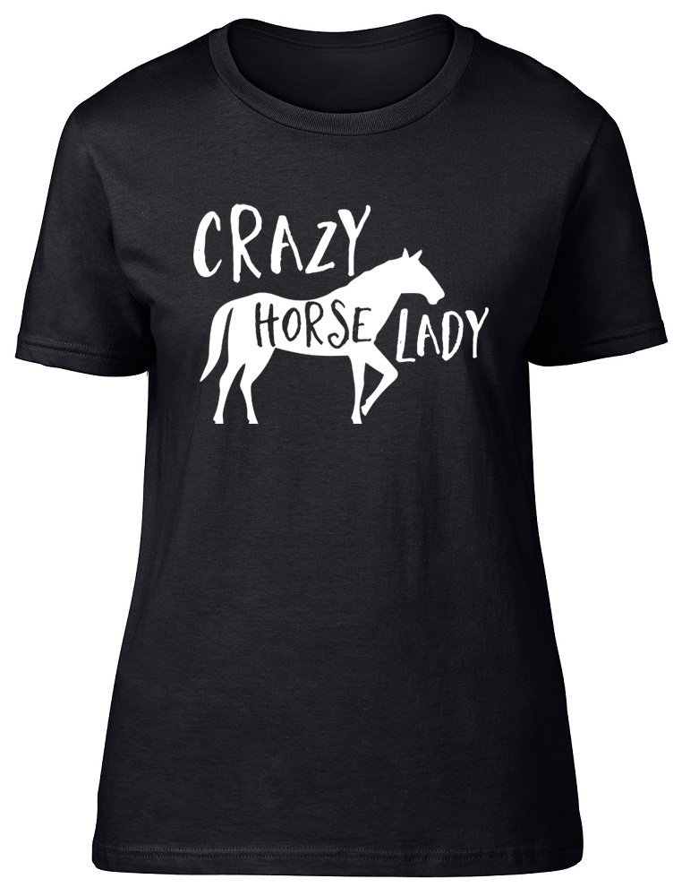 Shopagift Crazy Horse Lady Womens Ladies Short Sleeve Fitted T-Shirt Black