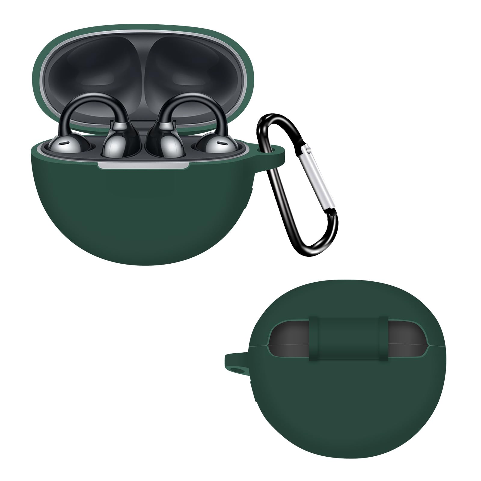 DadoSilicone Cover Case For Huawei Free Clip with Keychain, Soft Silicone Skin Case Cover Full Protective (Army Green)