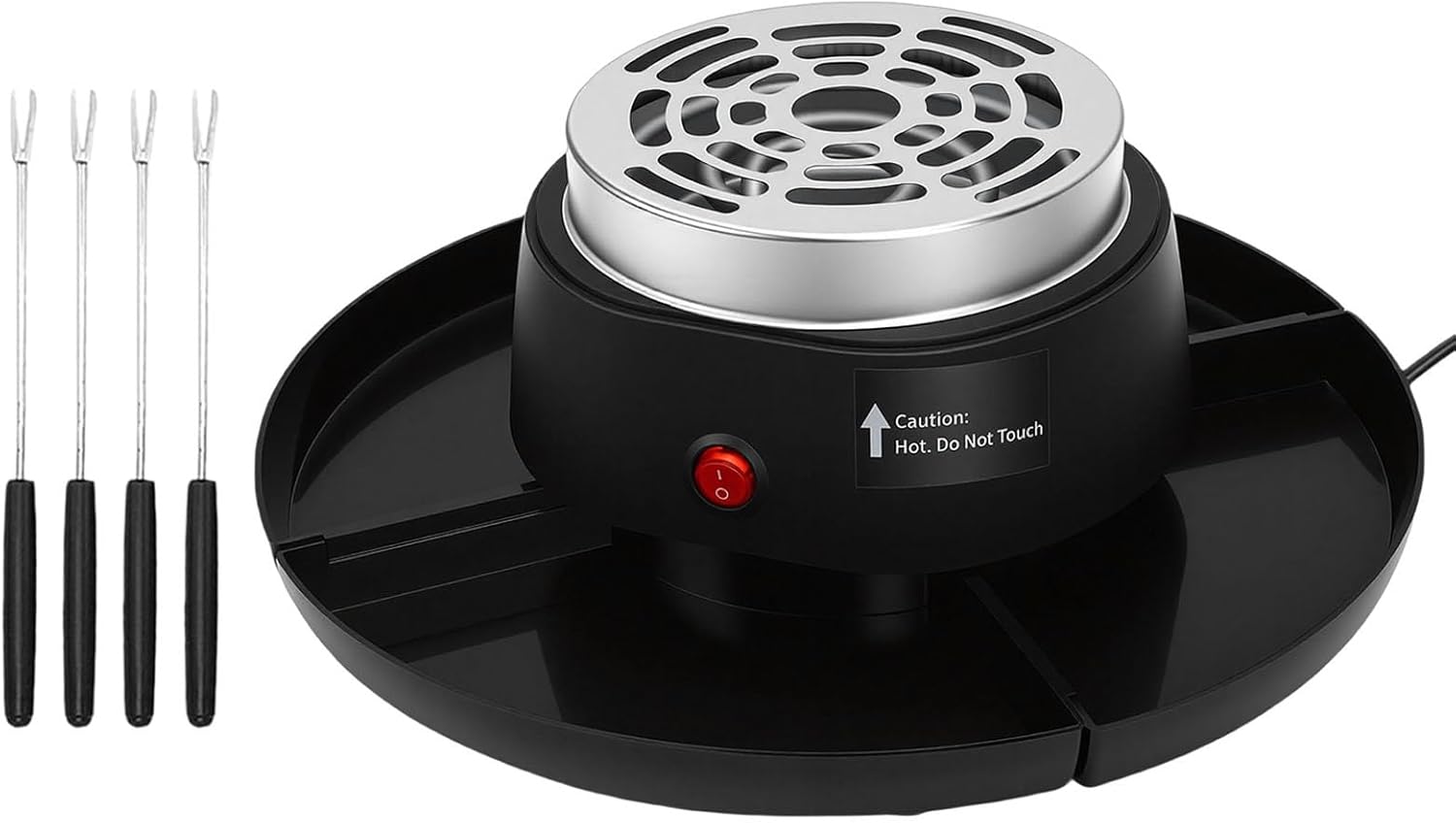AUNMAS 2 in 1 Electric Smores Maker, Tabletop Roaster and Chocolate Fondue Pot with 4 Forks and Detachable Trays, for Indoor Family Gatherings and Holiday Parties (US Plug 110V)