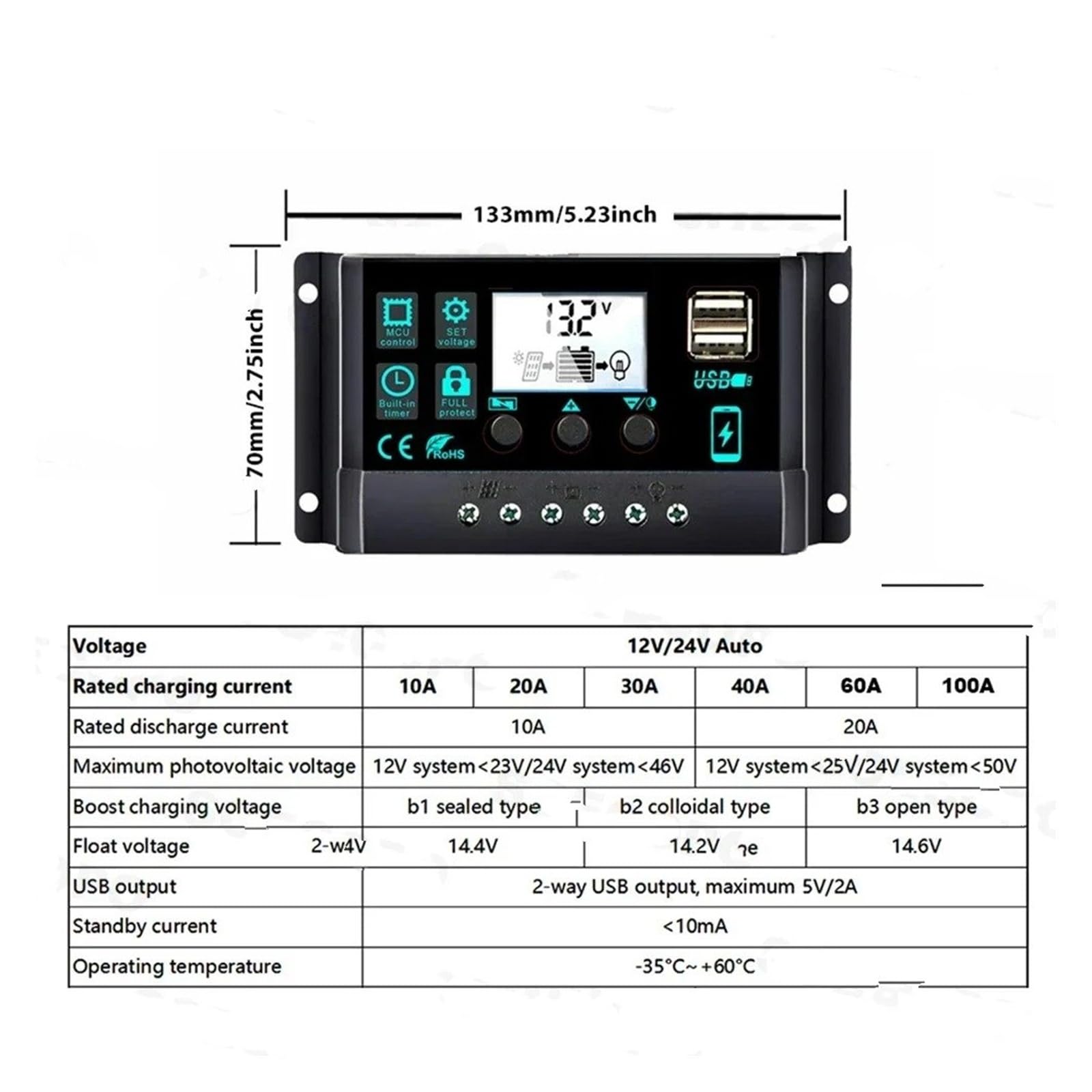 Power Inversor Corriente Kit Completo Solar Controlador 7000W 12V/24V A 110V/220V 100A Inversor Fuera Red Panel 500W para Respaldo Hogar/Camping(220V Solar Kit)