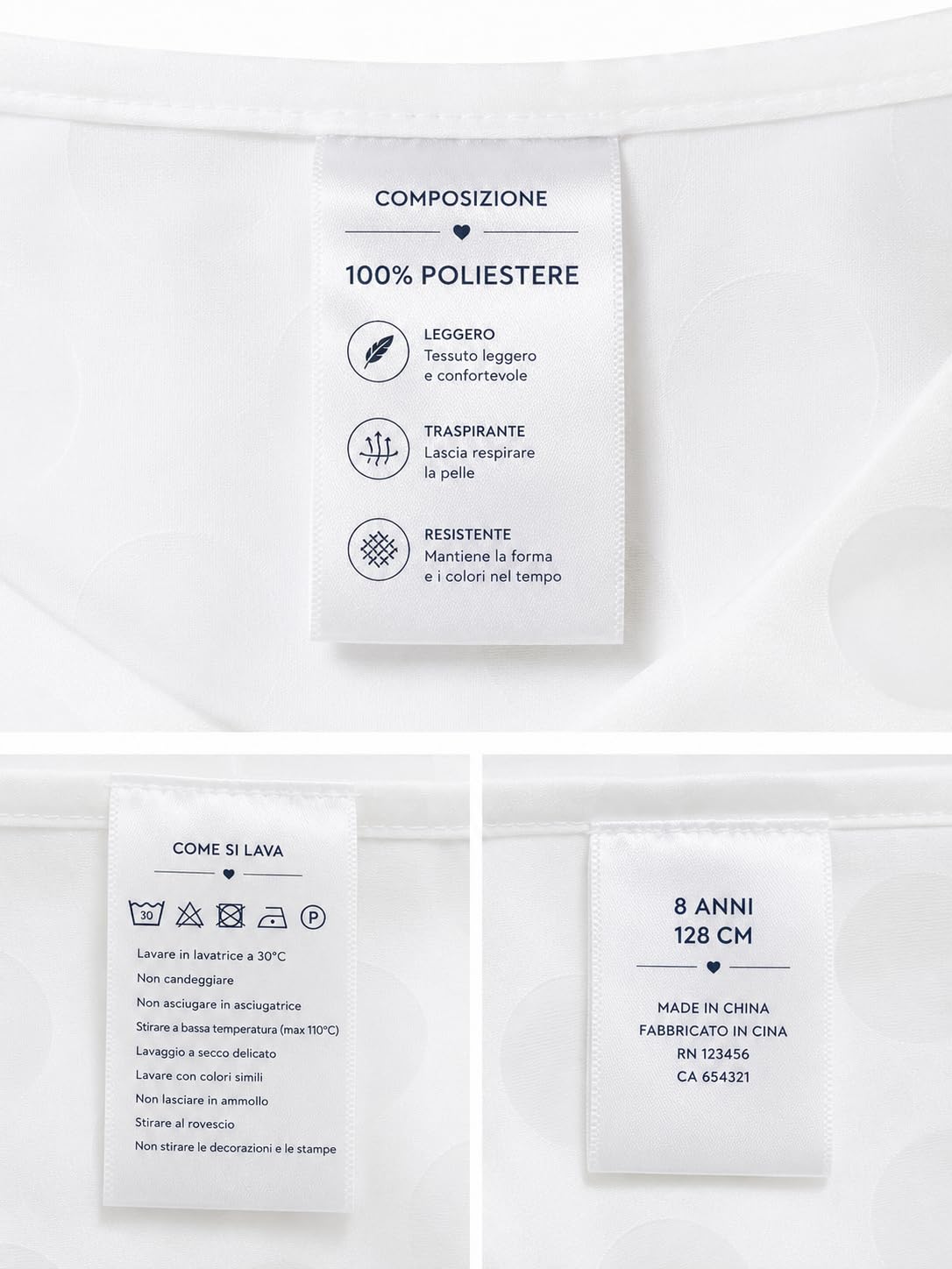 Generico Abito da Bambina Bianco con Pois, Vestito Ragazza Senza Maniche, Elegante e Perfetto per Cerimonie, Matrimoni, Battesimi e Occasioni Speciali 6964