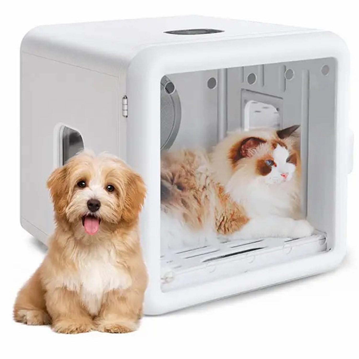 MOXAC Secador AutomáTico para Mascotas para Gatos Y Perros PequeñOs, Secador De Pelo para Perros Ultra Silencioso con Control Inteligente De Temperatura Y Secado 360