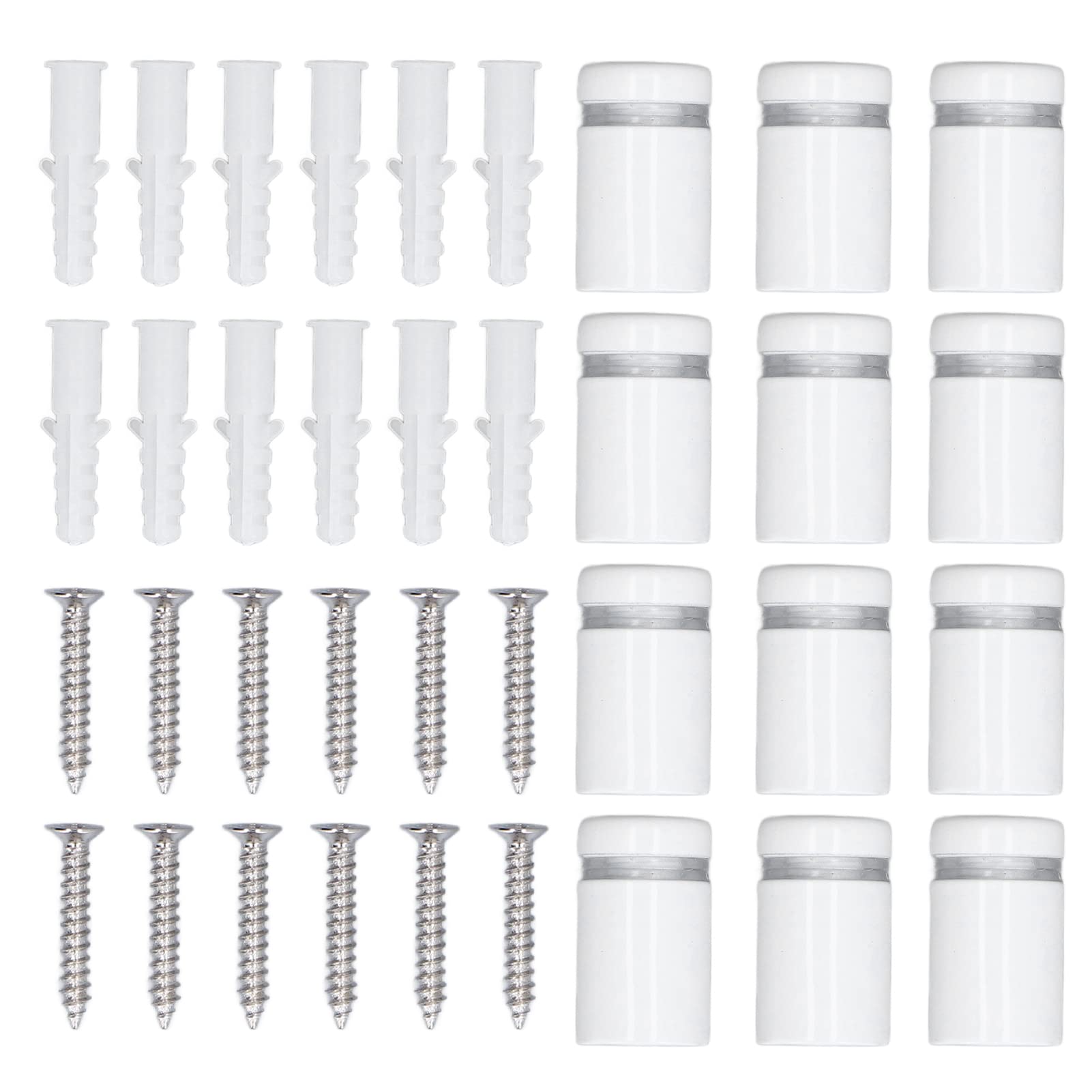 Standoff Screws, 12Pcs Scratch Resistant Advertise Fixing Easy Installation Standoff Nails 3/5x1in Protect from Scratches with Wall Plugs for Displaying-image-9