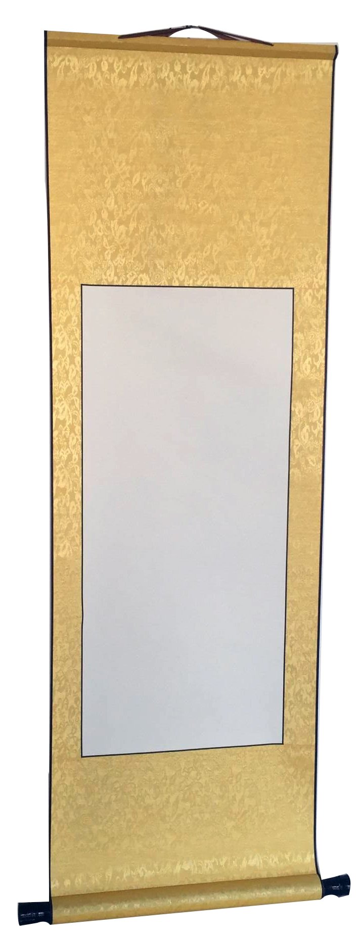 HorBous 2PCS Silk Chinese Calligraphy Blank Hanging Scrolls Drawing Scrolls Paper Gold (Gold)