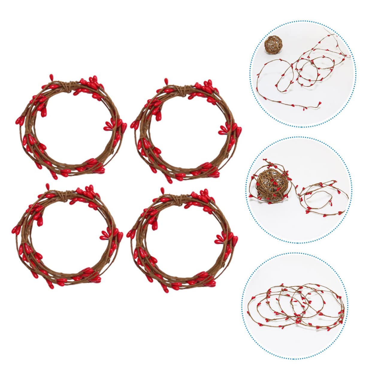 Cabilock 4 Juegos Anillos De Velas De Navideños Christmas Conos De Pino De Navidad Árbol De Navidad De Oropel Mini Home Decoracion Ratán De Rojas Falsas 4 Uds * 4