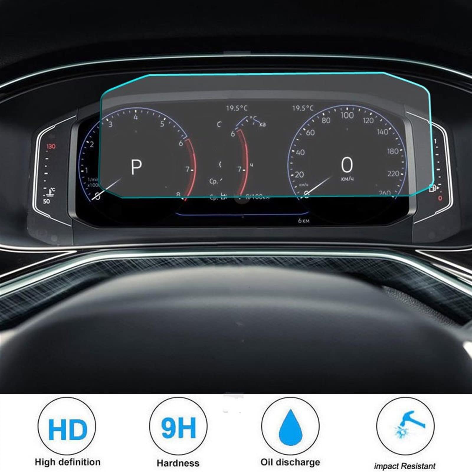 Auto Navigation Gehärtetes Glas LCD-Bildschirm Schutzfolie Aufkleber Schutz Für VW Tiguan 2021 2022 Armaturenbrett(C)