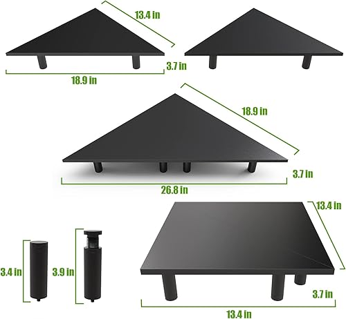 Miniatura 3 de Paquete de 2 soportes para monitor de esquina blanca, triángulocuadrado, elevador de altura ajustable, estante universal de escritorio de 27