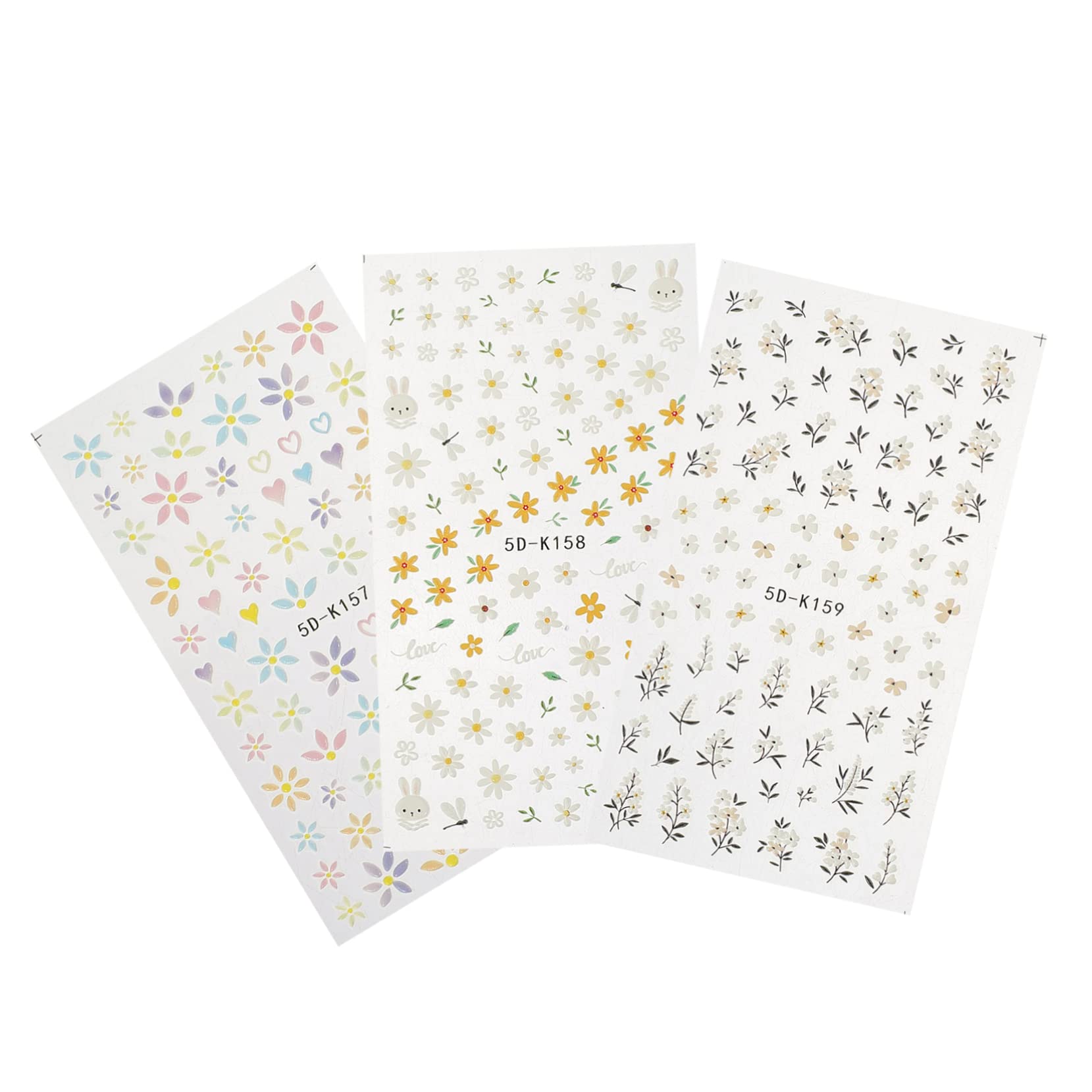5 Series Pegatinas 5D Para Uñas Con Calcomanías De Manicura Calcomanías Autoadhesivas Para Decoración De Uñas Para Decoración De Decoraciones Para 3 piezas x 5