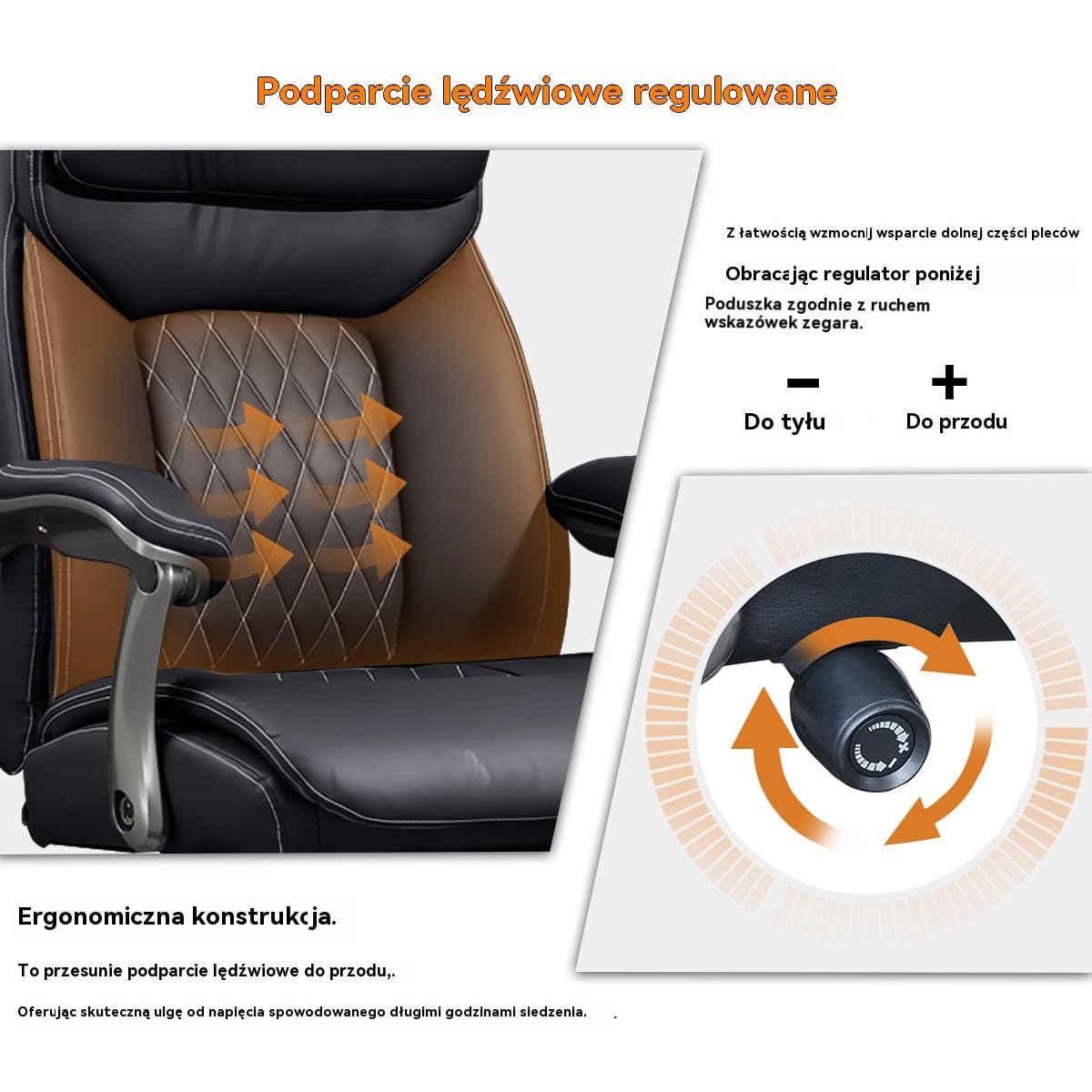 Duże I Wysokie Krzesło Biurowe Do 600 Lbs,Szerokie Skórzane Krzesło Dyrektorskie Z Chowaną Podnóżkiem,Wytrzymałe Ergonomiczne Krzesło Komputerowe Z Regulowaną Wysokością(Czarny)