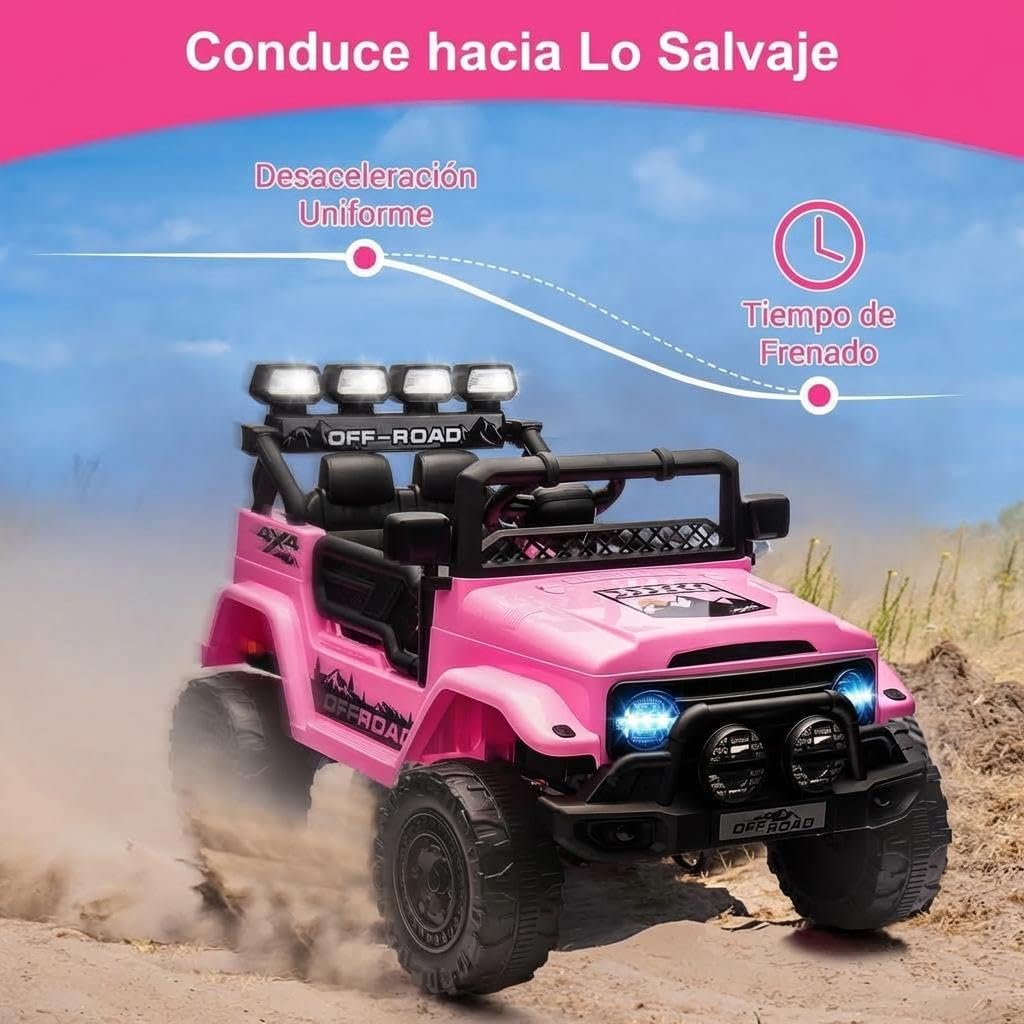 GarveeMore Coche Electrico para Niños 12V - Carro Electrico Infantil con Mando Remoto 2,4G, Música, Antivibración, Ruedas Anchas, 3 Velocidades y Luces LED - para Niños 3-5 Años, Rosa — view 4