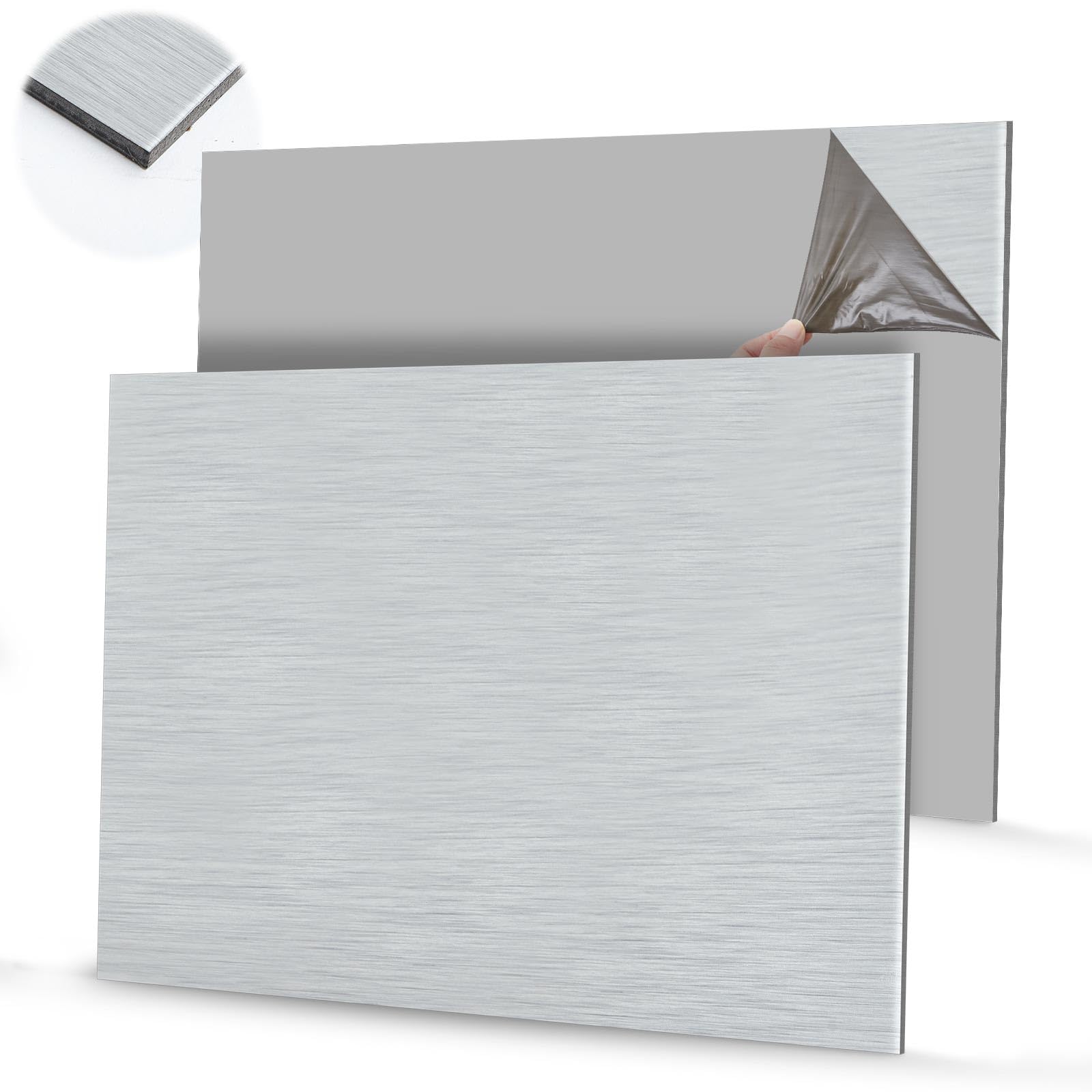 Blulu 2 Pack 1/4" Aluminum Sheets - Brushed Silver -9 Blulu 2 Pack 1/4" Aluminum Sheets - Brushed Silver -9