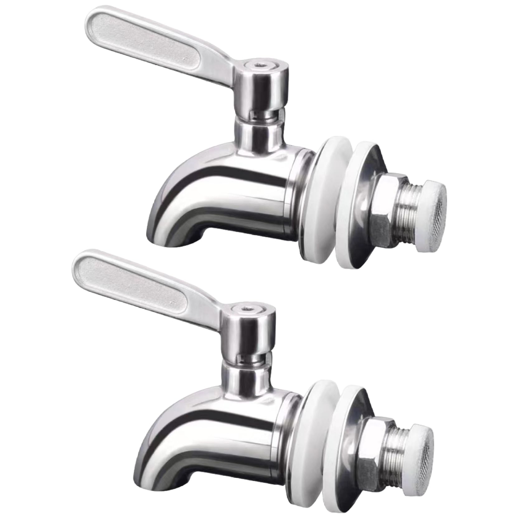 Veesper Spigot for Beverage Dispenser 2Pcs Stainless Steel Water Spigot with Valve, No Leakage Drink Dispenser Replacement Parts for Juice, Beer, Tea, Cold Beverages