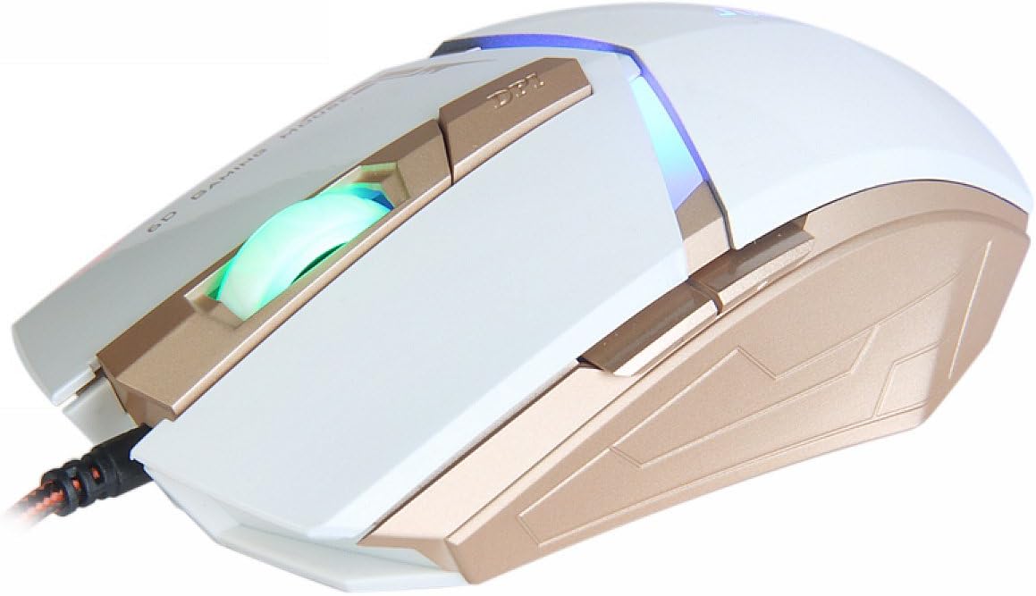Qisan USB Wired Mouse 1600 DPI Adjustable LED Cool Gaming Mouse(White)