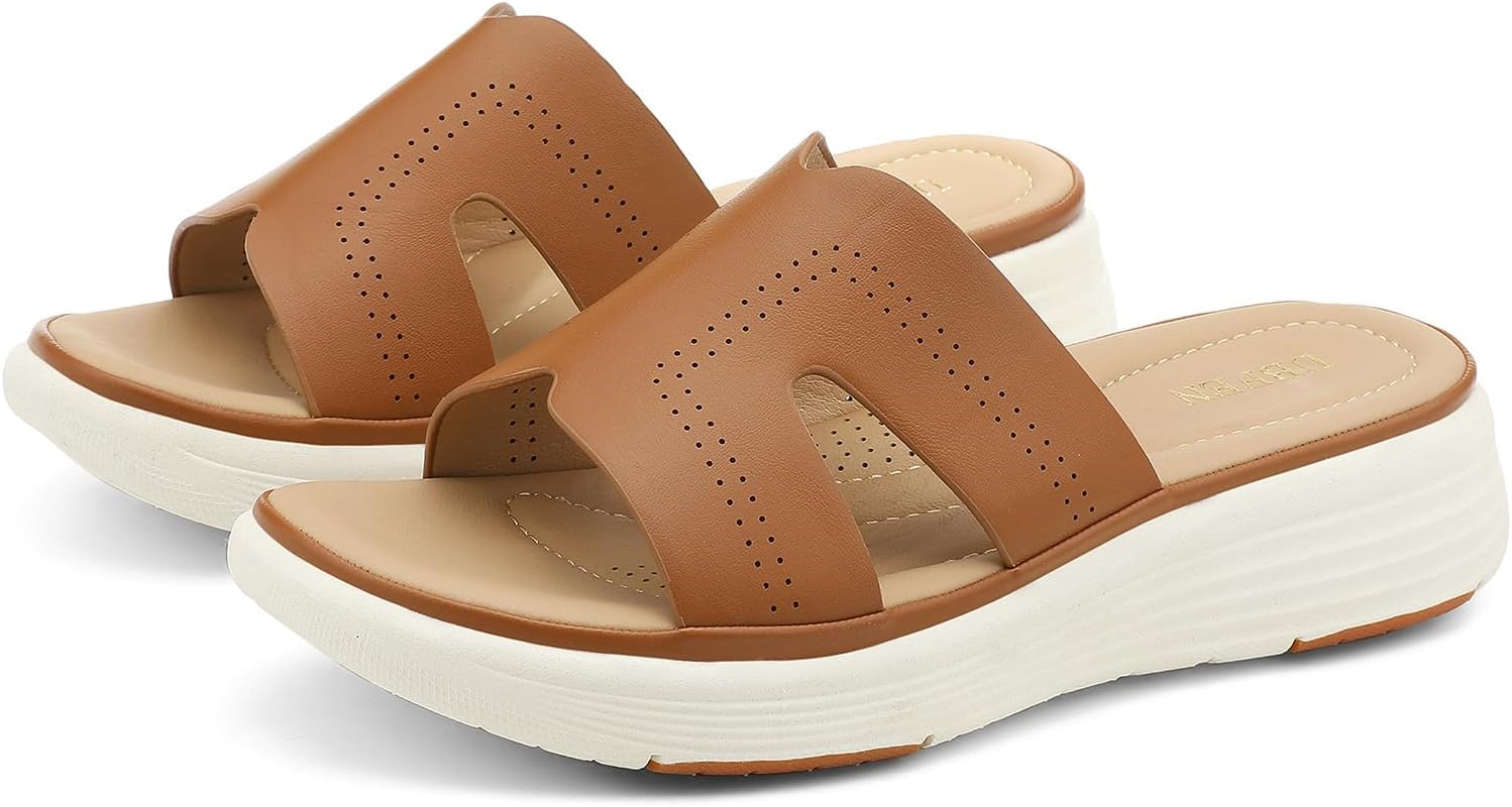 UBFEN Womens Platform Sandals Comfortable Walking Slide Soft Cushioning Footbed Casual Dressy Wedge Sandals - Image 7