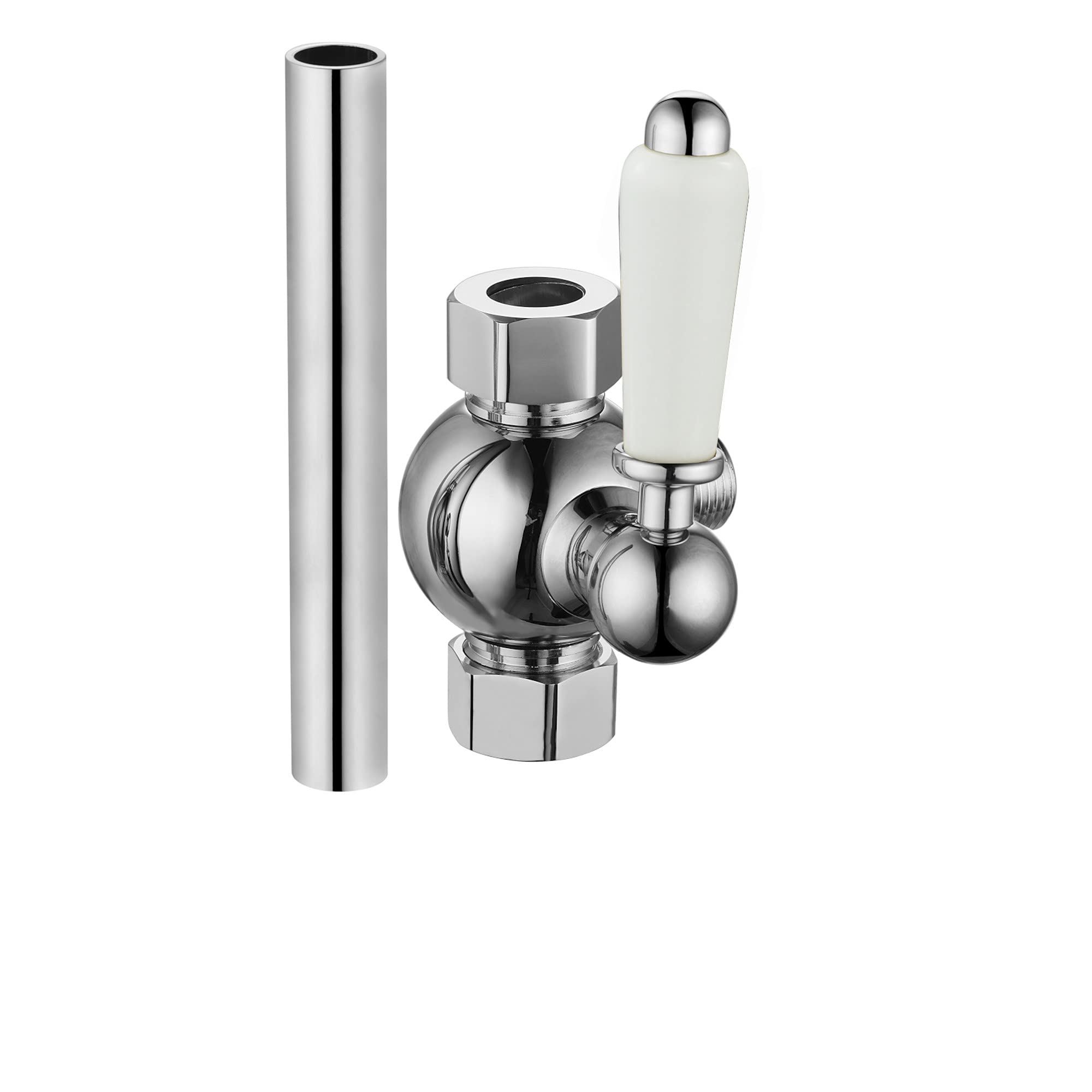 ENKI D07 Traditional Shower Diverter Extension Pipe 18mm Chrome White Lever