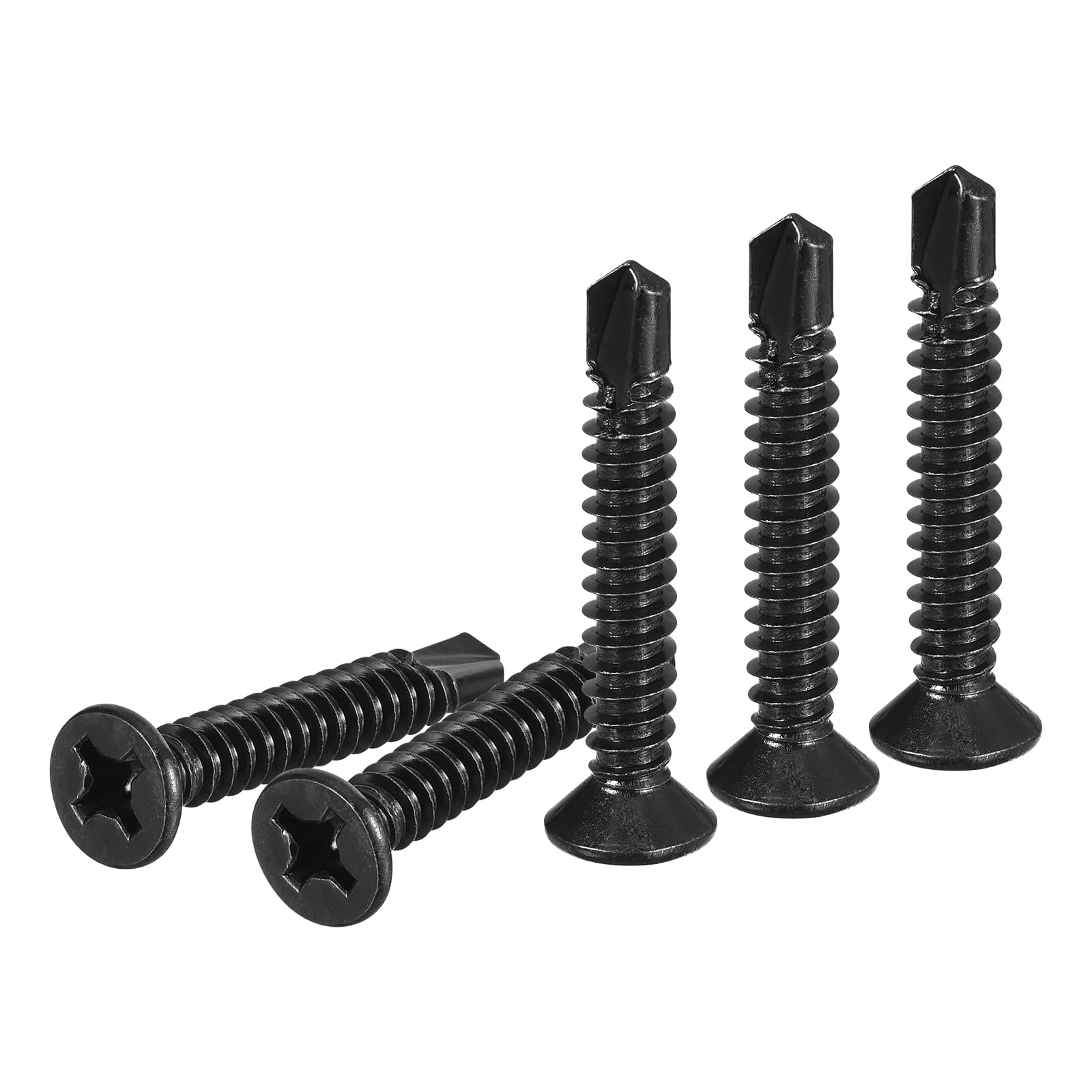 DTGN 100Pcs ST6.3x38mm Self Drilling Screws, 410 Stainless Steel Flat Head Phillips Sheet Metal Screw